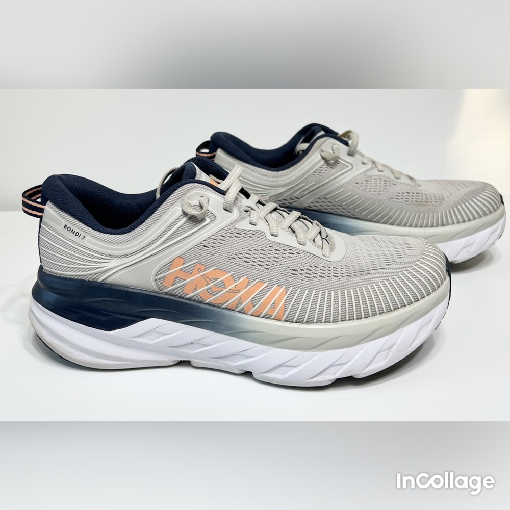 HOKA ONE ONE WOMEN'S BONDI 7 - LUNAR ROCK/BLACK IRIS - 8.5